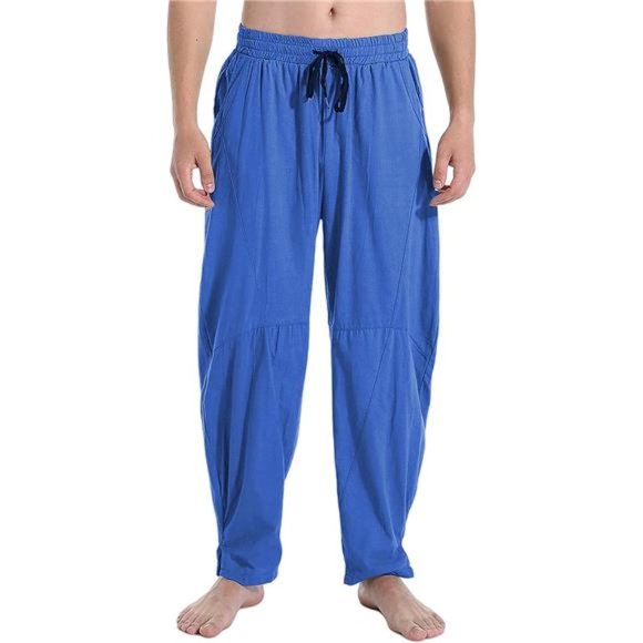 Men's Cotton Linen Pants Elastic Drawstring Waist Lightweight Summer Pants - Picture 2 of 6